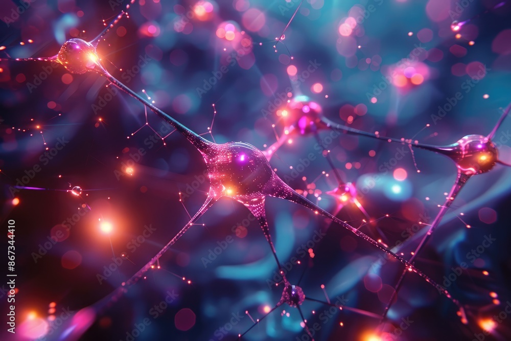 Poster futuristic ai neural network design - abstract vibrant ultra-detail 4k composition, generative ai