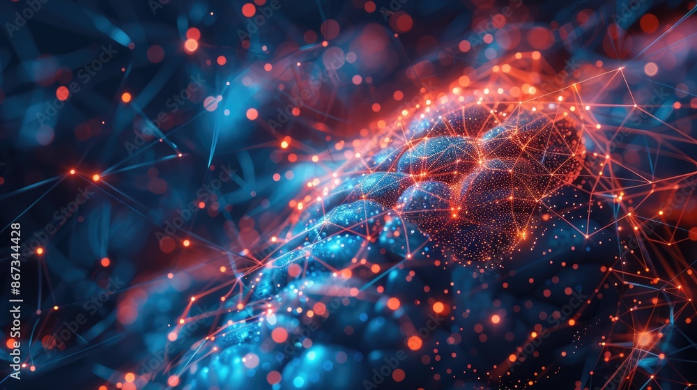 Poster technological wonders: intricate ai concept abstract background with detailed digital brain and conn