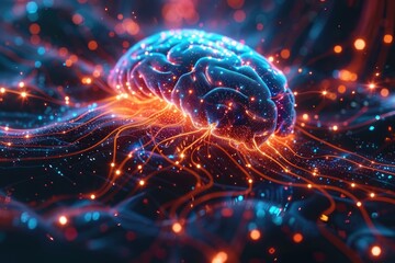 Immersive Futuristic AI Neural Network Design with Vibrant Abstract Elements and Ultra Detail in 4K Resolution, Generative AI