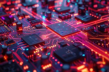 Techno Fusion: Abstract 4K AI Background with Intricate Digital Circuits and Vibrant Hues, Generative AI