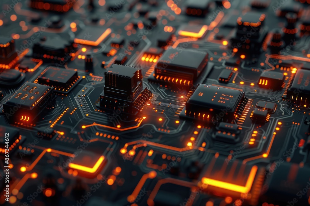 Poster futuristic ai-inspired digital circuits abstract design with ultra detail in 4k resolution, generati