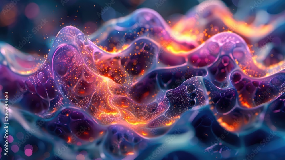 Poster futuristic vibrant ai neural network abstract representation in ultra detail 4k resolution, generati