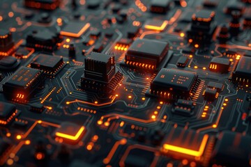 Obraz premium Futuristic AI-Inspired Digital Circuits Abstract Design with Ultra Detail in 4K Resolution, Generative AI