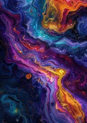 Futuristic AI Neural Network Abstract Art with Intricate Patterns in Vivid 4K Resolution, Generative AI