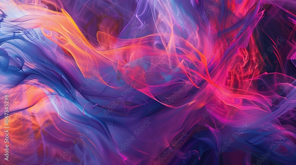 Poster dynamic abstract sketches with a mix of pastel and neon colors, emphasizing fluid motion