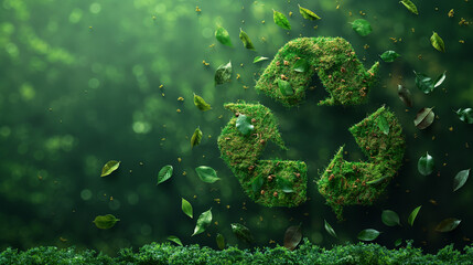  natural leaf recycling symbol with white background