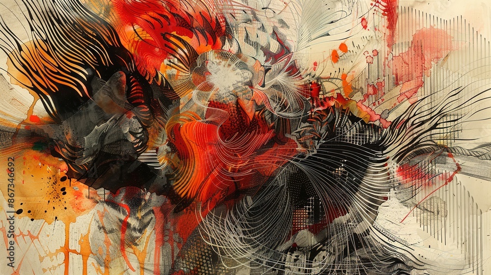 Poster intricate abstract sketches: harmonious patterns of color and texture