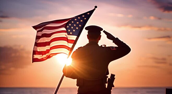 American Veterans Day flag with soft bokeh background