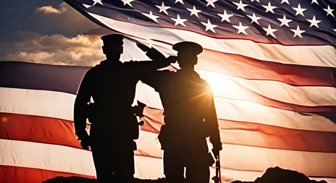 American Veterans Day flag with soft bokeh background