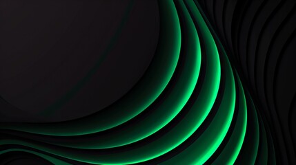 A black background with green waves.