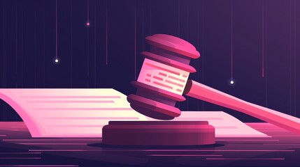 Virtual bankruptcy court with digital gavel and documents