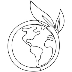 
Ecology  single line art, continuous one line drawing of  Isolated outline vector art
