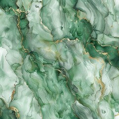 Obraz premium Processed collage of emerald green and gold marble texture. Background for banner