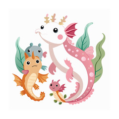 Axolotl animal vector illustration