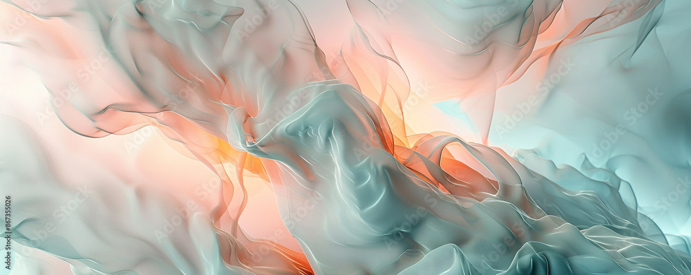 Poster generate a contemporary abstract backdrop with a blend of muted pastels and fluid, freeform shapes, 