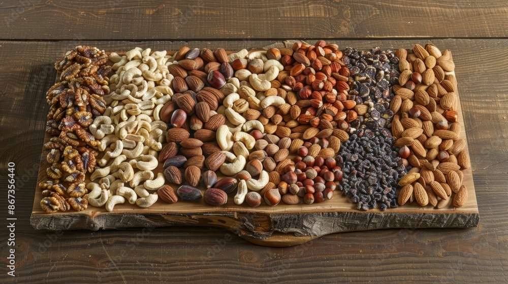 Aufkleber an array of different wild nuts including hazelnuts cashews and almonds are artfully arranged on a w