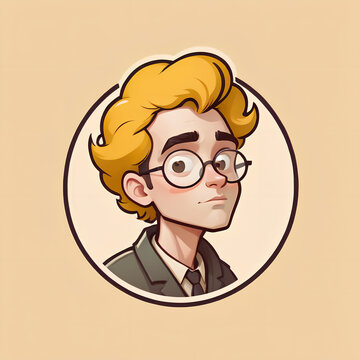 Poet cartoon character logo