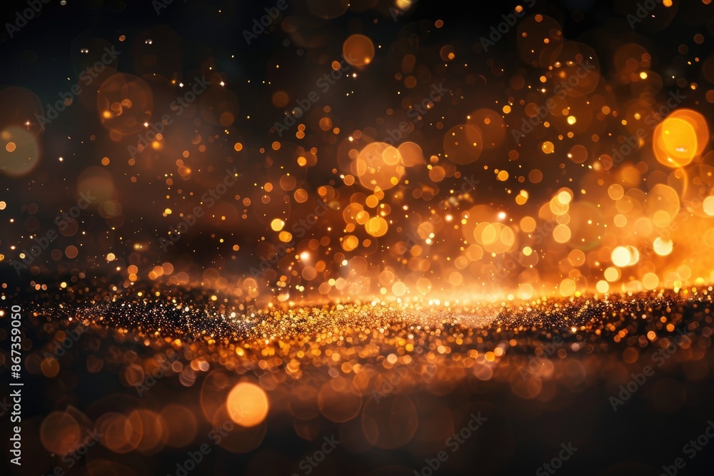 Poster a captivating image showcasing abstract sparkling lights on a minimalistic dark background.