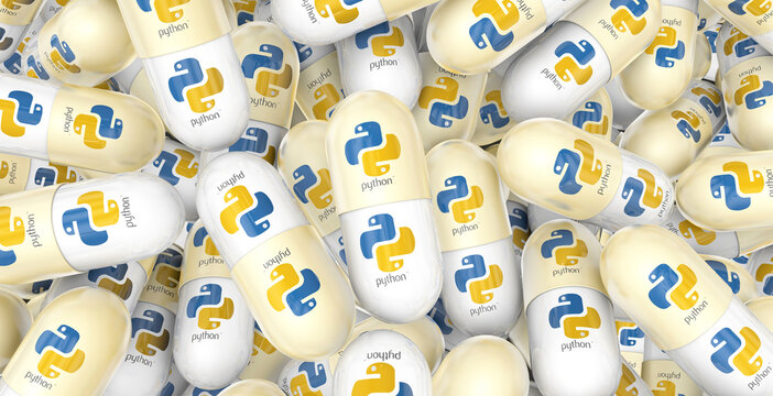 python, 3D Pill Visual Design Concept - Media Social Media Background.
