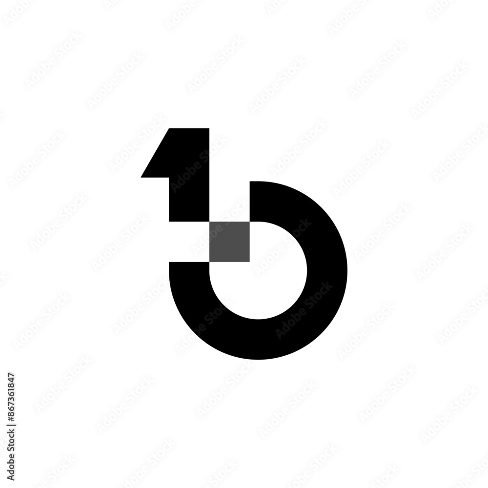 Aufkleber 1b initial lettermark in modern and minimalist logo for app and icon with the fading effect signify 