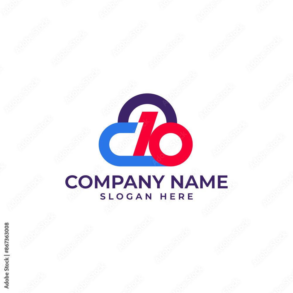 Poster cloud technology with c10 initial lettermark in modern abstract minimalist style