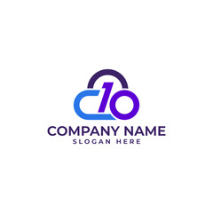 Cloud technology with C10 initial lettermark in modern minimalist style