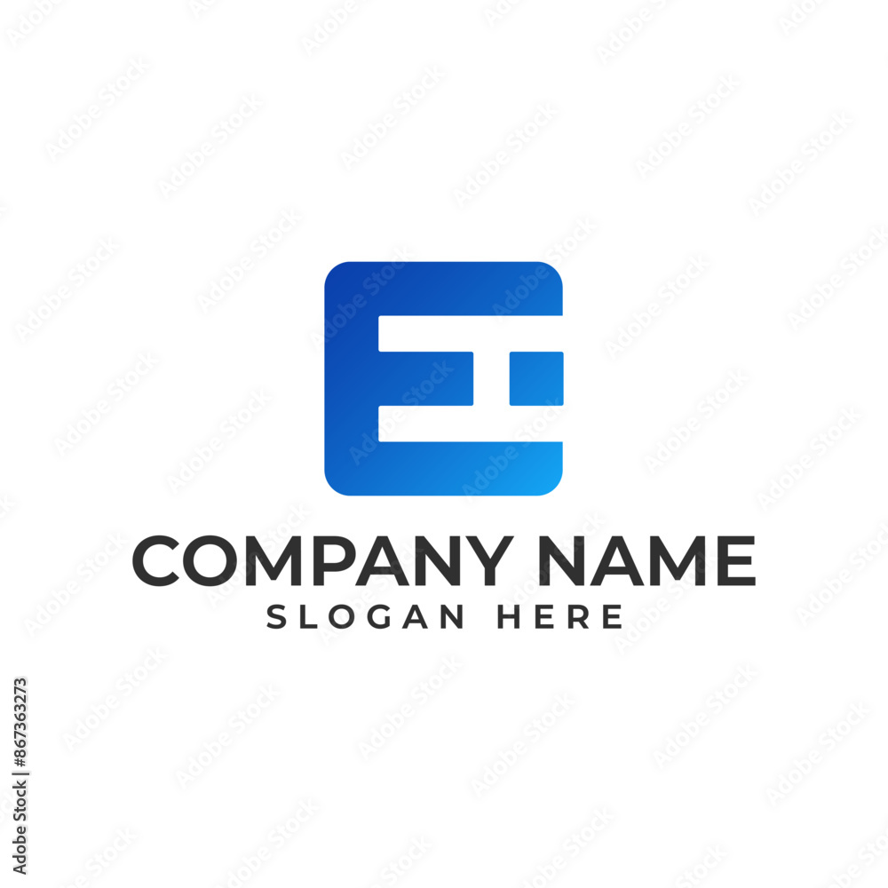 Poster e lettermark in square shape with the logo is in modern and minimalist style