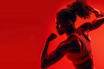 Fototapeta premium product display for a fitness or sports-related product or service with a bold, fiery red background that exudes energy and enthusiasm