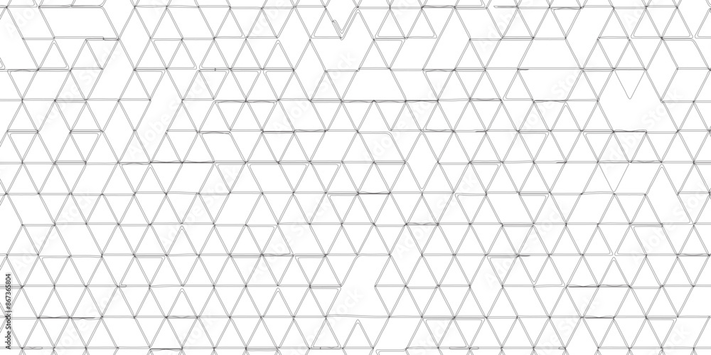 Poster Geometric low poly graphic. Background of triangular facets. editable stroke width, black and white abstract triangle seamless pattern from network triangular cells, wallpaper background design.