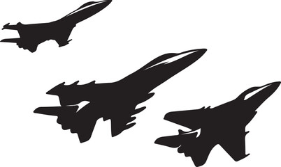 Set of  Fighter jet silhouette vector illustration design
