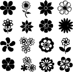 Hand drawn flower silhouettes Illustration