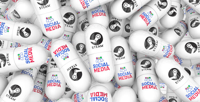 steam, 3D Pill Visual Design Concept - Media Social Media Background.