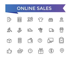 Online Sales Icons set with editable stroke collection for web and ui. Line icons pack. Vector illustration.