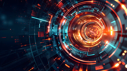Fototapeta premium Scientific and technological concept with the use of technical elements formed in the shape of a circle.