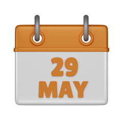29 May Calendar 3d icon