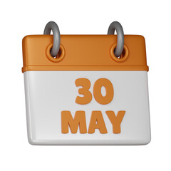 30 May Calendar 3d icon