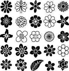 Hand drawn flower silhouettes Illustration