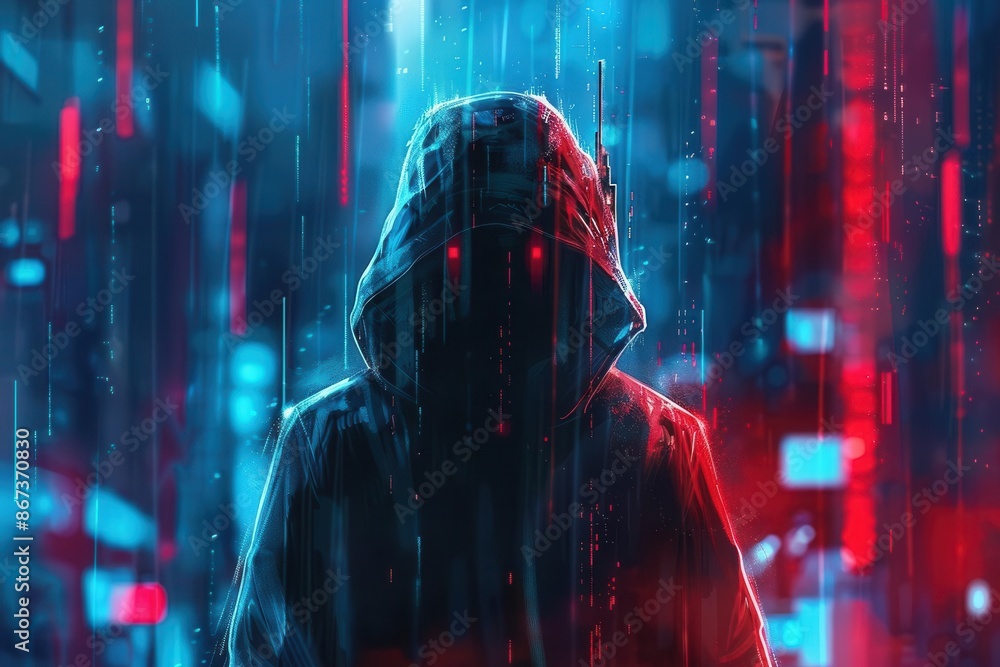 Poster cyber security threats. hacking background concept