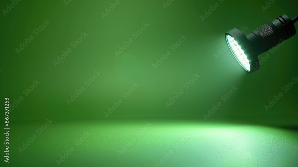 Poster efficient led light on green backdrop eco friendly with space for text natural illumination
