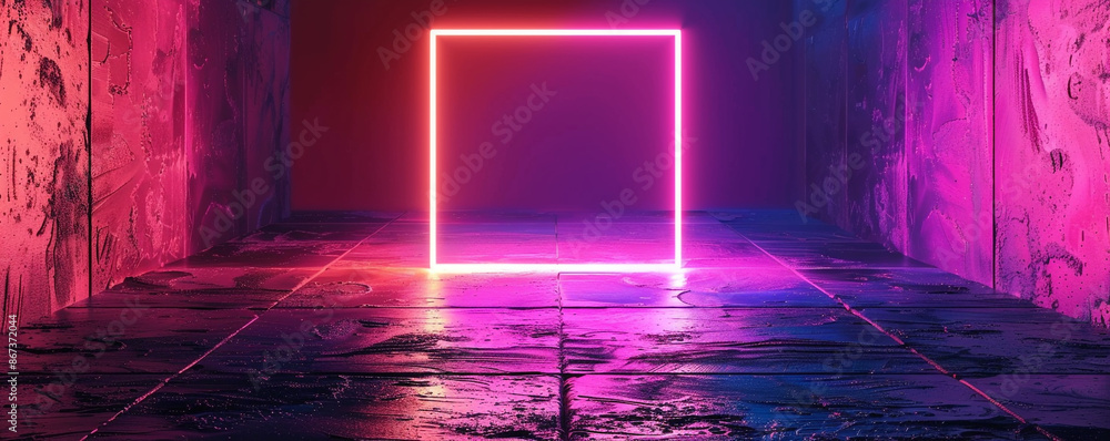 Poster neon light on a background of abstraction