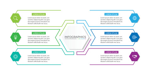 Vector infographic design template with 6 options or steps