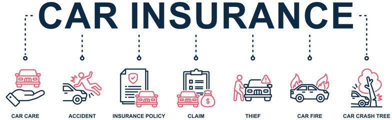Obraz premium Car insurance banner web icon vector illustration concept with icon