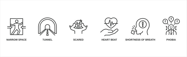 Claustrophobia banner web icon vector illustration concept with icon