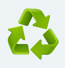 Green 3d recycle eco symbol isolated. Recycled sign. 3d vector image