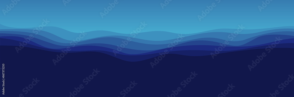 Canvas Prints blue gradient landscape wave pattern design vector illustration good for wallpaper, background, backdrop, banner, ui, ux, business, and advertising