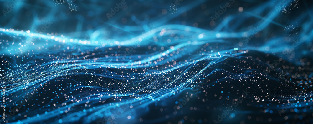 Poster particles that are moving and pulsing. a futuristic fantasy setting for technological designs