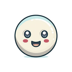 Fototapeta premium Cute smiling ball with big eyes and rosy cheeks. Adorable cartoon character with a cheerful expression, ideal for children's content.