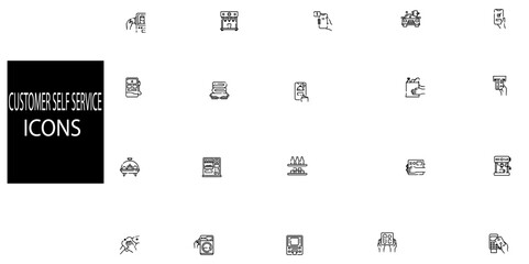 Set of 20 outline customer self service. Include customer satisfied, assistance, experience, feedback, operator and technical support icons.  line icons set.Vector illustration.
