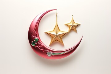 Islamic crescent and star on light background