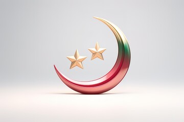 Islamic crescent and star on light background